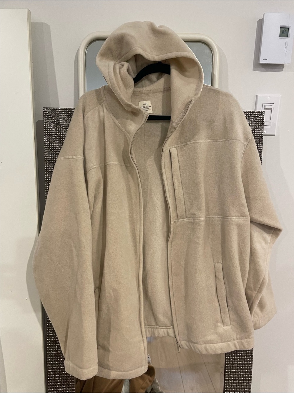 Beige Hooded Fleece Jacket